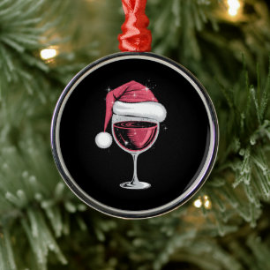 Ornamento De Metal Copo de Vinho Tinto Natal Natalino Engraçado