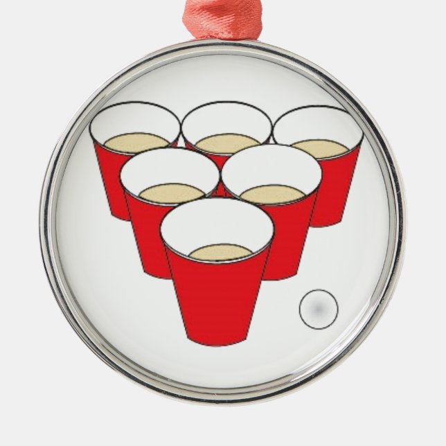 Ornamento De Metal Copos de Pong da cerveja (Frente)
