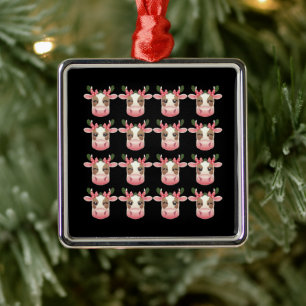 Ornamento De Metal Coquete Christmas Cow Highland Ocidental Natal