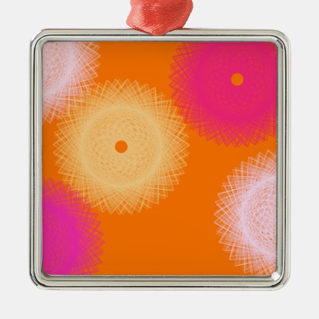 Ornamento De Metal cor laranja e rosa pop (Frente)