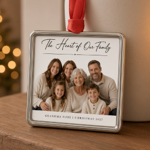 Ornamento De Metal Coração da Nossa Família Avó Personalizada Família