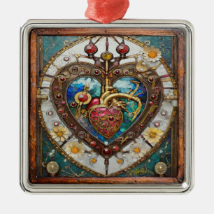 Ornamento De Metal Coração Mecânico Série Steampunk Anatômico