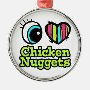 Ornamento De Metal Coração Olho Brilhante Eu Adoro Nuggets De Frang