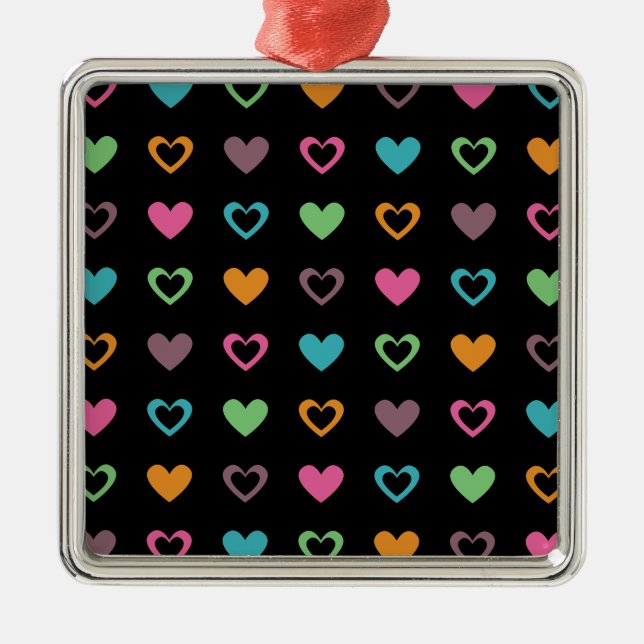 Ornamento De Metal corações coloridos (Frente)