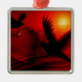 Ornamento De Metal Corações e Doves