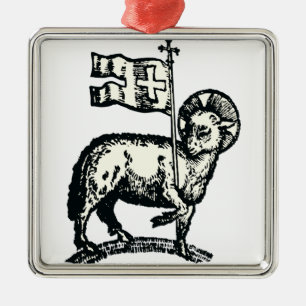 Ornamento De Metal Cordeiro de Deus símbolo da fé cristã