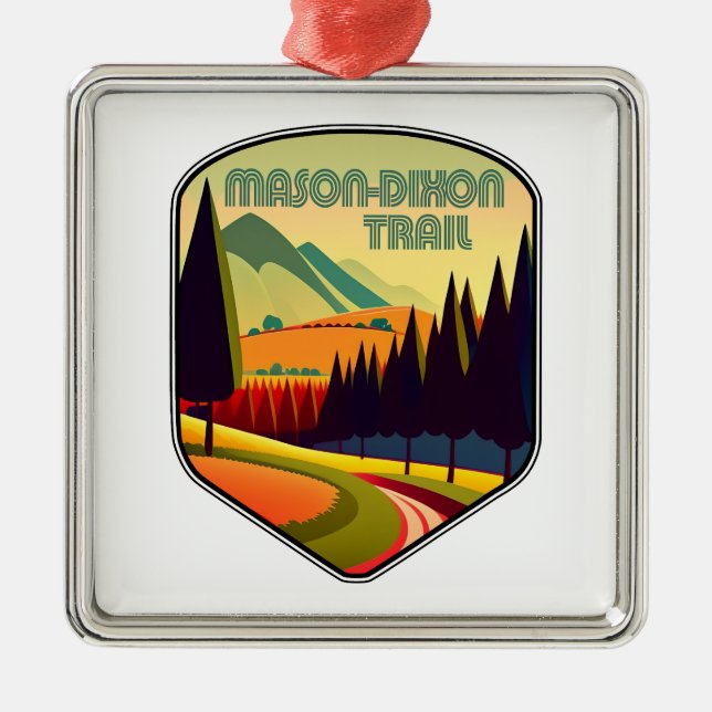 Ornamento De Metal Cores da Trilha Mason-Dixon (Frente)