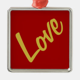 Ornamento De Metal Cores Douradas Vermelhas Escarlate Amor Casamento