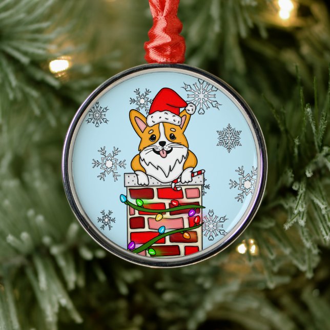 Ornamento De Metal Corgi de Natal Personalizado (Árvore)
