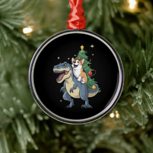 Ornamento De Metal Corgi Natal Dinossauro Árvore Rex Férias Natal