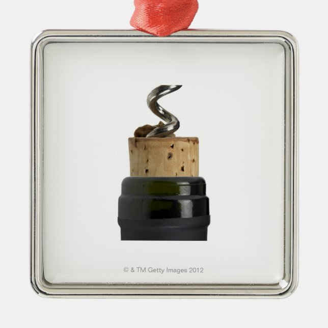 Ornamento De Metal Corkscrew e cortiça, fotografados no branco (Frente)