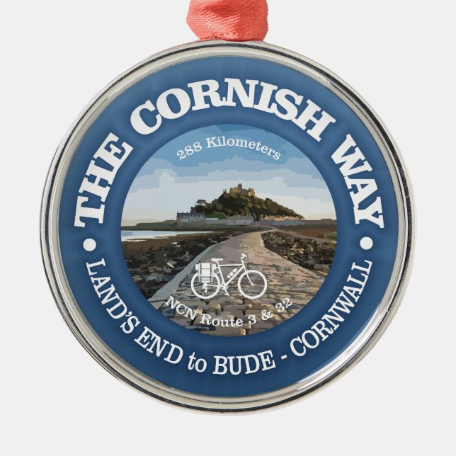 Ornamento De Metal Cornish Way (ciclismo c) (Frente)