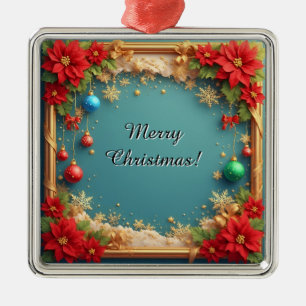 Ornamento De Metal Coroa de Natal com Poinsettias