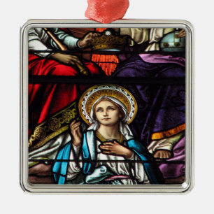 Ornamento De Metal Coroação do vitral abençoado da Virgem Maria