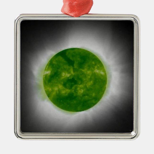 Ornamento De Metal Corona Verde do Eclipse Solar Total (Frente)
