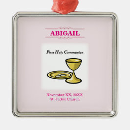 Ornamento De Metal Corpo customizável, da menina do comunhão e sangue