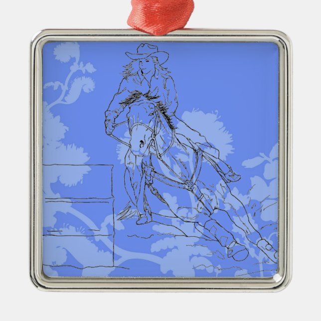 Ornamento De Metal Corrente de barril azul (Frente)