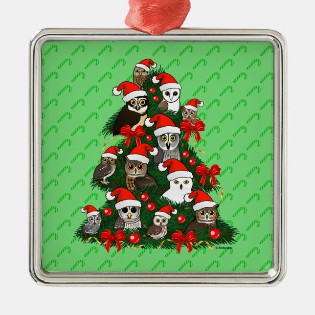 Ornamento De Metal Coruja Árvore de Natal (Frente)