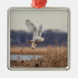 Ornamento De Metal Coruja de neve decolando