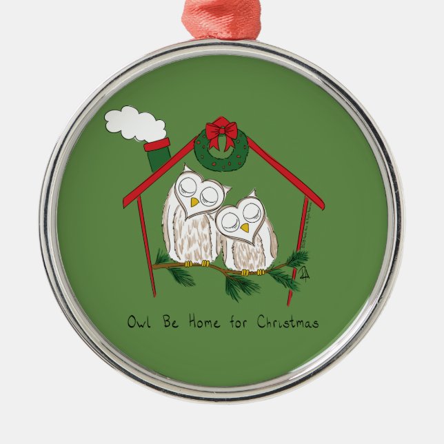 Ornamento De Metal Coruja Natal Cute Kids (Frente)