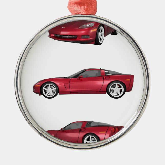 Ornamento De Metal Corvette: Candy Apple Finish (Frente)