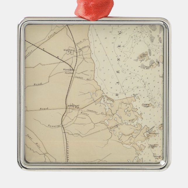 Ornamento De Metal Costeie a baía de Barnegat da seção ao mapa da (Frente)