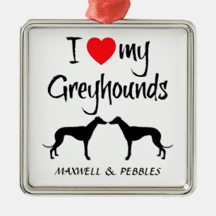 Ornamento De Metal Costume Adoro Meus Cachorros Greyhound