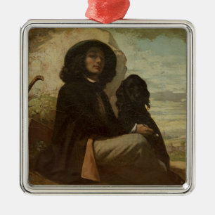 Ornamento De Metal Courbet com seu Black Dog, 1842