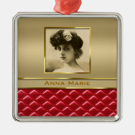 Ornamento De Metal Couro vermelho acolchoado do falso do quadro da