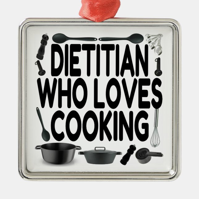 Ornamento De Metal Cozinhar Dietitian Loves (Frente)