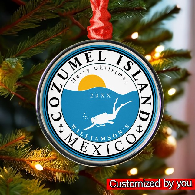 Ornamento De Metal Cozumel México Diving Viagem Vacing Souvenir (Criador carregado)