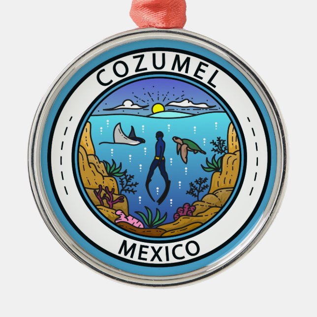 Ornamento De Metal Crachá Cozumel Mexico Scuba (Frente)