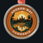 Ornamento De Metal Crachá de Viagem de Arte Angkor Wat Cambodja<br><div class="desc">Trabalho de arte de vetor Angkor Wat. Angkor Wat é um templo complexo no Camboja que é considerado a maior estrutura religiosa do mundo pelos Guinness World Records. Está localizada na antiga capital Khmer de Angkor,  no Camboja norte.</div>