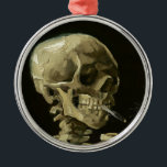 Ornamento De Metal Crânio com cigarro por Van Gogh<br><div class="desc">Pinturas expressionistas de Van Gogh: Crânio com pintura de Canvas de Cigarro queimado</div>