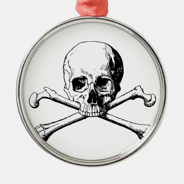 Ornamento De Metal Crânio de Crossbones (Frente)