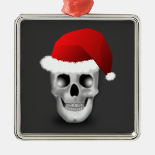 Ornamento De Metal Crânio Papai Noel do gótico do Natal