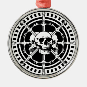 Ornamento De Metal Crânios com Espadas