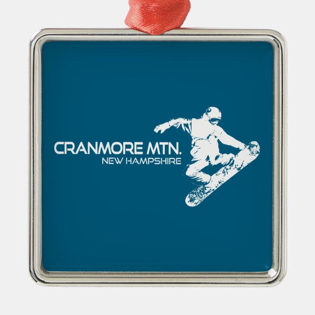 Ornamento De Metal Cranmore Mountain Resort New Hampshire Snowboarder (Frente)
