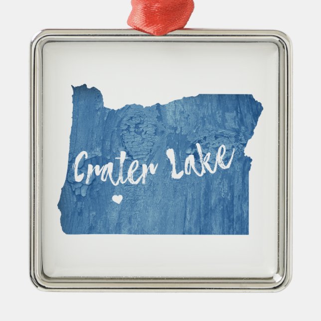 Ornamento De Metal Crater Lake National Park Oregon Wood Grain (Frente)