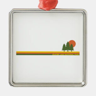 Ornamento De Metal Crater Lake National Park Pine Trees Sun