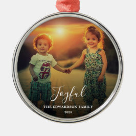 Ornamento De Metal Create your own family photo joyful script
