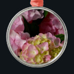 Ornamento De Metal Creme cor-de-rosa Hydrangeas amarelas cor-de-rosa<br><div class="desc">Bonito elegante,  romântico,  rosa e Hydrangeas amarelas. Foto de H Cooper</div>