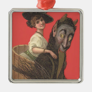 Ornamento De Metal Criança Krampus Vermelha Seqüestrando Mulher Inter
