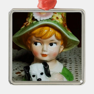 Ornamento De Metal Criança Ruiva e Garota Pequena Vaso