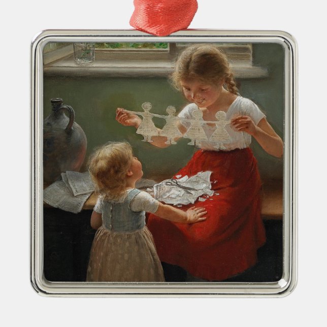 Ornamento De Metal Crianças Fazeres Silhuettes (Crianças Cutes Brinca (Frente)