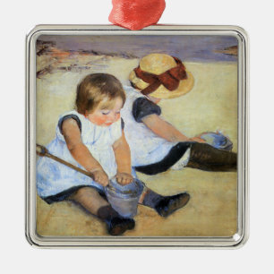 Ornamento De Metal Crianças Jovens Jogando na Praia (Mary Cassatt)