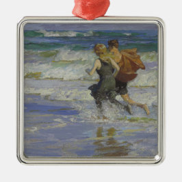 Ornamento De Metal Crianças na praia (por Edward Henry Potthast)