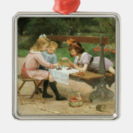 Ornamento De Metal Crianças tendo chá à tarde no parque
