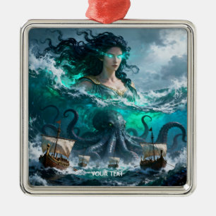 Ornamento De Metal Criatura Antiga do Mar de Fantasia