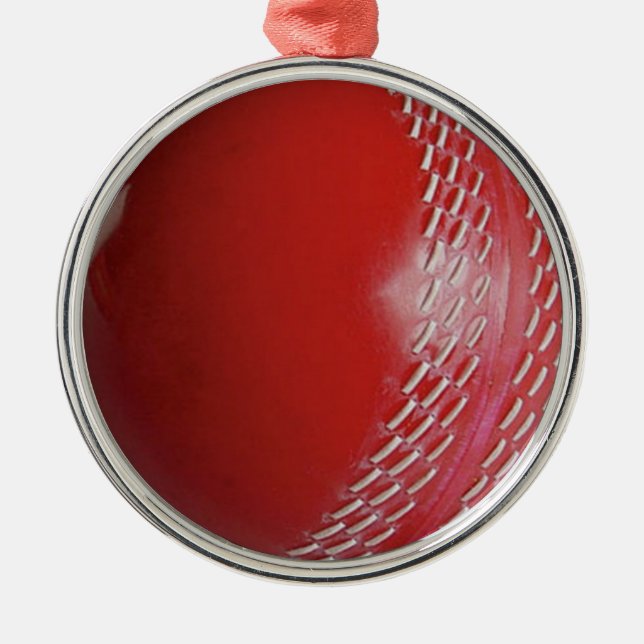 Ornamento De Metal Cricket Ball Red Personalize Com Seu Nome (Frente)
